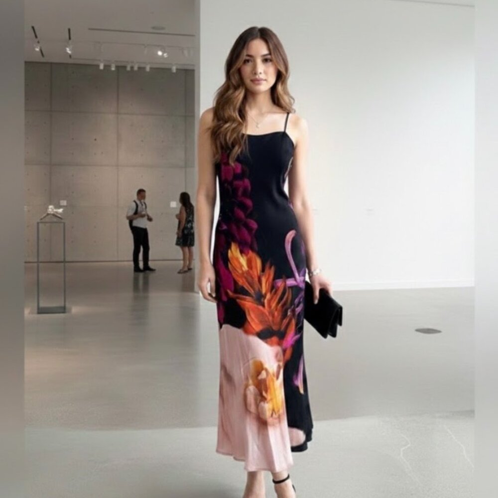Farm Rio Floral Satin Slip Dress in Med NWT - Picture 3 of 9